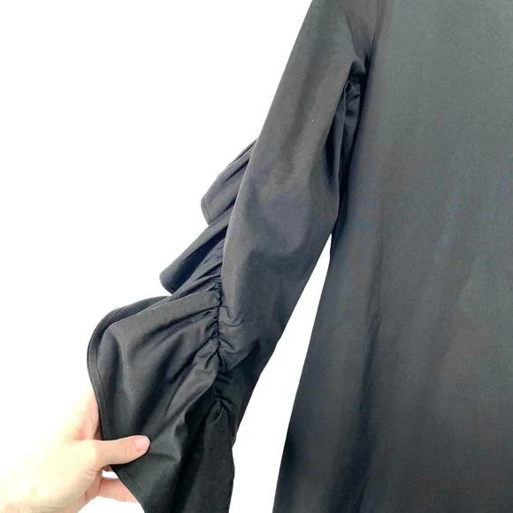 COS puff ruffle sleeve shift dress Sz 4 black - Picture 5 of 11